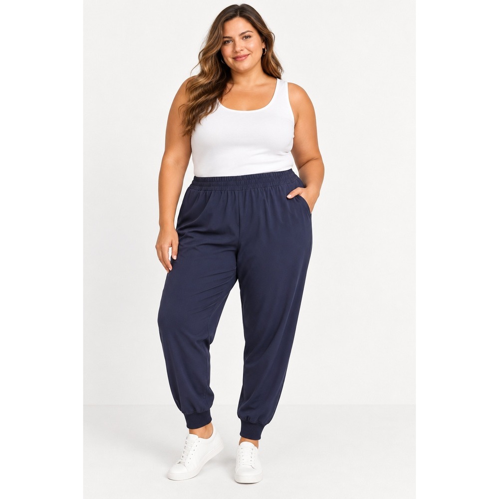 Lane Bryant Womens Elastic Waist Pull On Jogger Pants Plus Size 14/16 Navy Blue